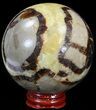 Polished Septarian Sphere - With Stand #43856-2